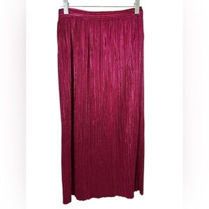 For Love And Lemons Iridescent Metallic Pink Accordion Pleat Marion Midi Skirt S